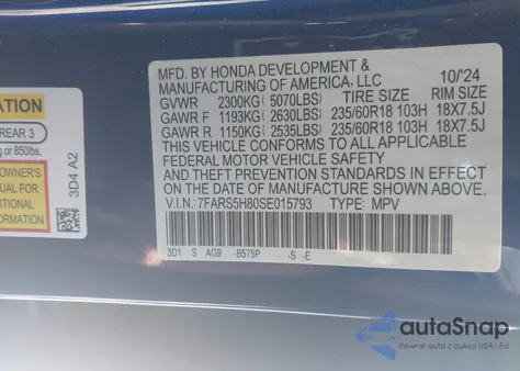 2025 Honda Cr-V Hybrid Sport-L из США, поврежденный, VIN 7FARS5H80SE015793